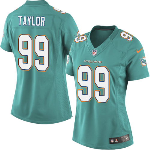 Women's Limited Jason Taylor Nike Jersey Aqua Green Home - #99 NFL Miami Dolphins